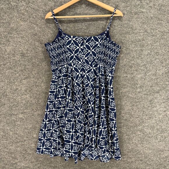 Old Navy Mini Dress Women XL Blue Floral Short Zipper V-Neck Sleeveless Casual - Picture 2 of 8